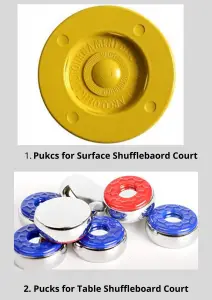Shuffleboard Pucks for surface & table shuffleboard court