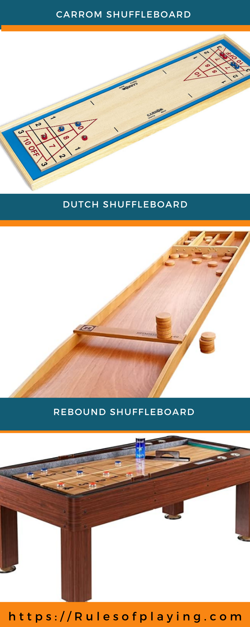 Carrom Shuffleboard, Dutch Shuffleboard & Rebound Shuffleboard